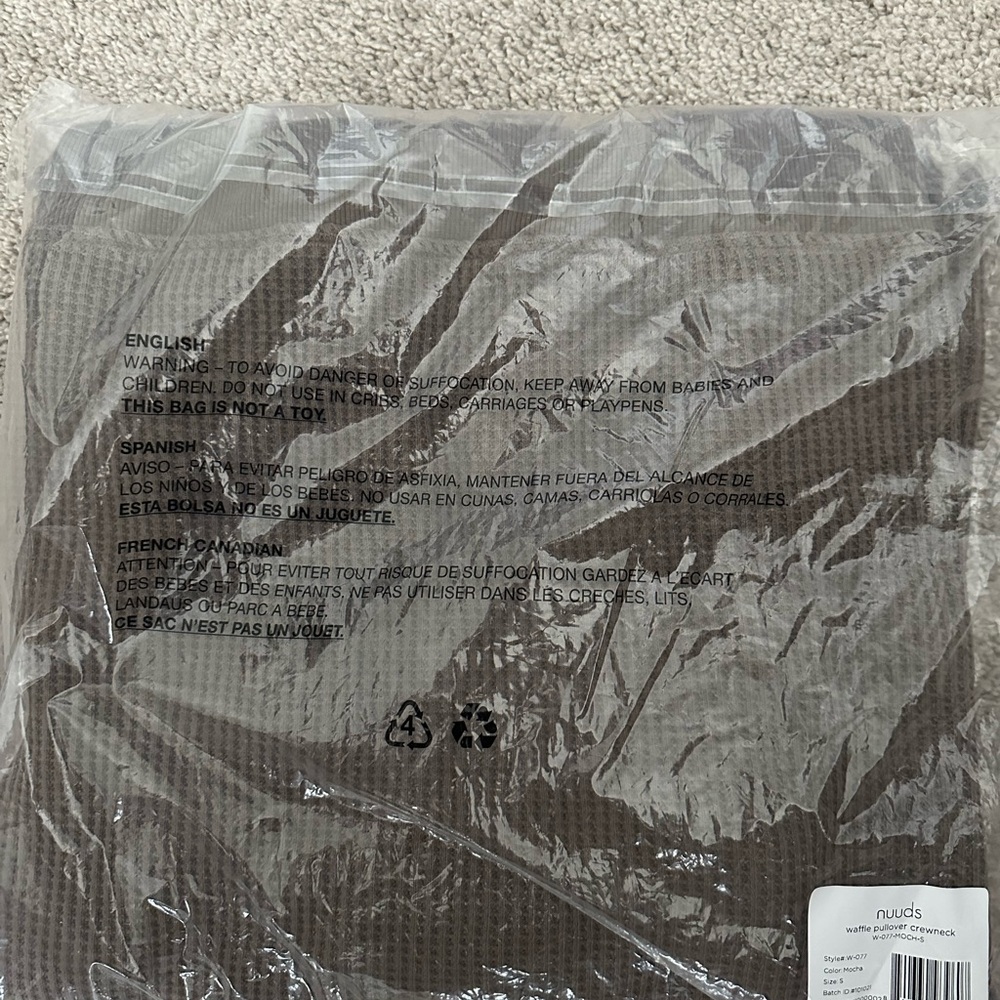 NWT NUUDS WAFFLE PULLOVER CREW - Picture 3 of 3